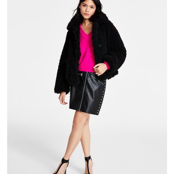 NWT 💎DKNY Jeans
Women's Long-Sleeve Short Sherpa
Jacket - Picture 3 of 5